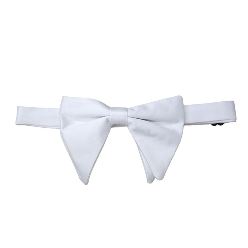 Solid Color Satin Large Bow Tie for Formal Tuxedo One Size White